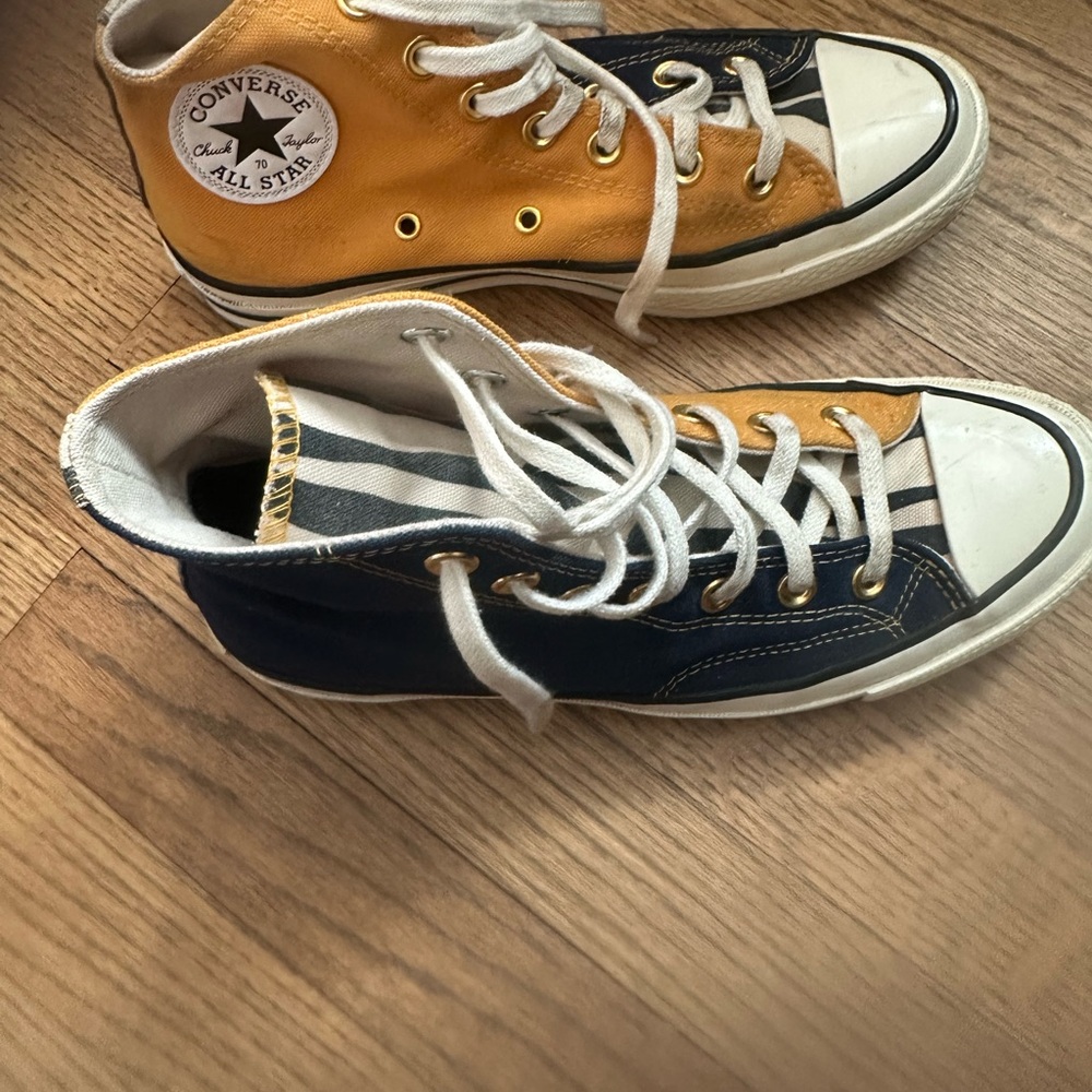 Custom Made Marquette University Converse High-Top Sneakers - Mustard and Navy